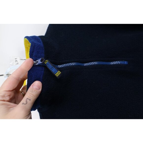 Vintage 90s Perry Ellis Mens Large Spell Out Flag 1/4 Half Zip Fleece Sweater - Picture 7 of 14